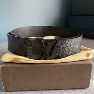 Luis Vuitton Belt Initiales Damier Graphite